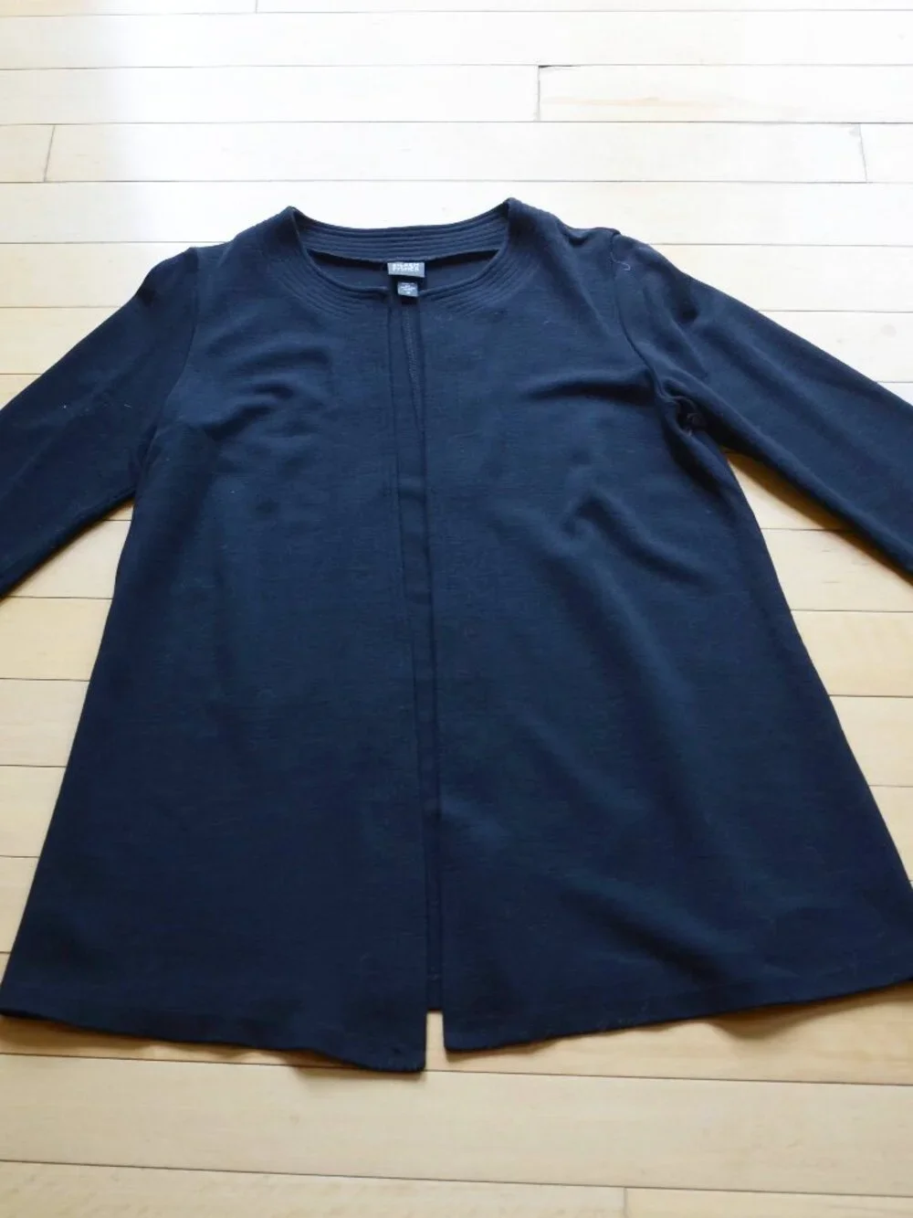 Eileen Fisher Open Front Wool Blend Cardigan Jacket Size M Black